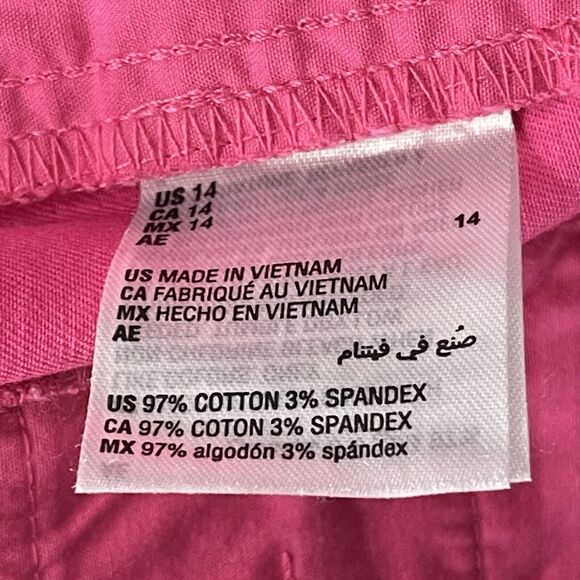 Charter Club SZ 14 Crop Pants Wide Leg Straight Pockets Stretch High-Rise Pink - Picture 8 of 11